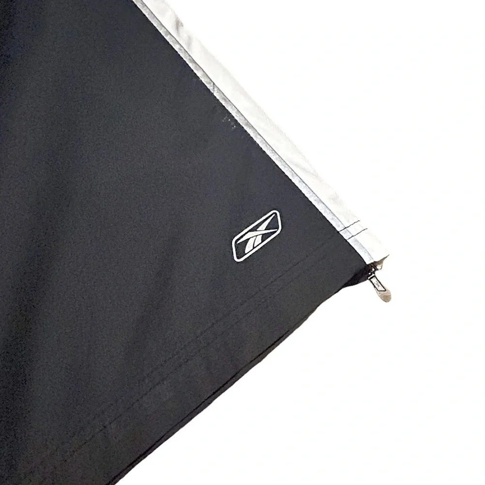 Reebok XL Nylon Track Pants Zip Cuff Black White Athletic
